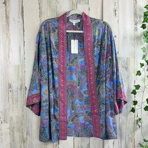 chelsea & theodore paisley boho kimono cardigan size small